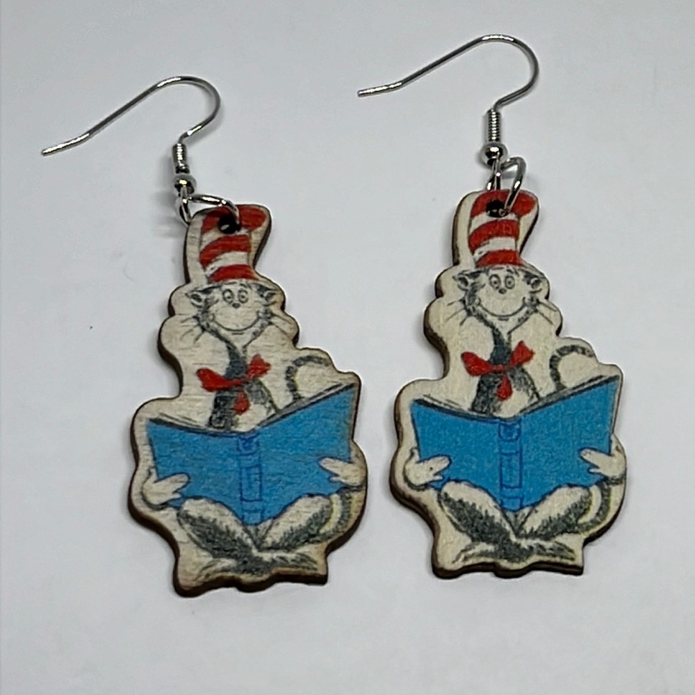 Earrings Cat‎ reading book teacher gift